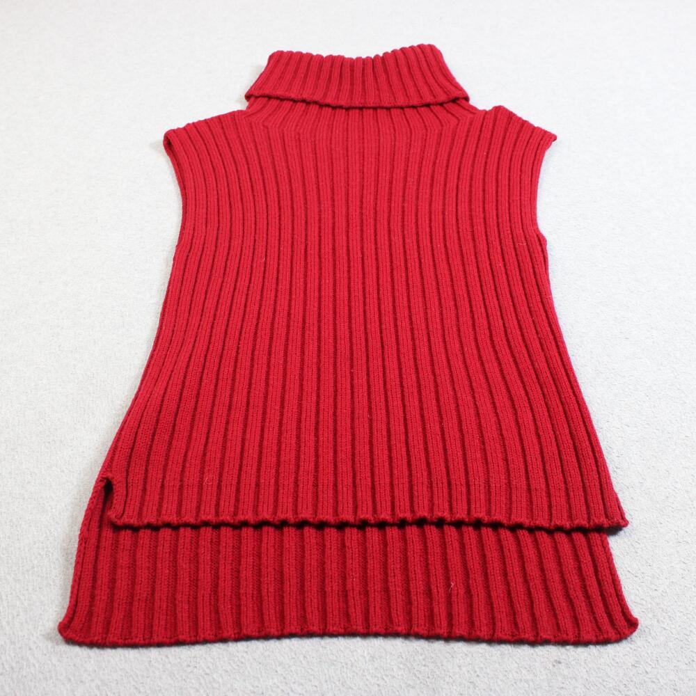 PINKO Sweater Women Small Red Ribbed Tunic Turtleneck Wool Blend Italy Lagenlook